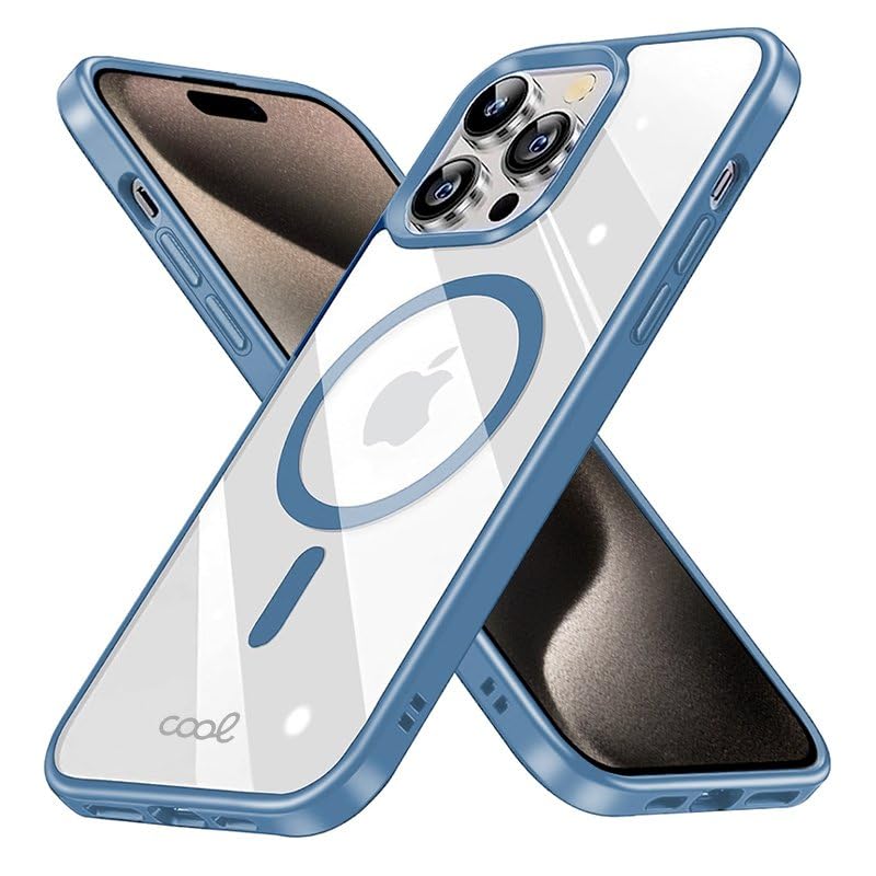 Cool Case for iPhone 15 Pro MAX Magnetic Sky Blue Edge, transparent - Image 2