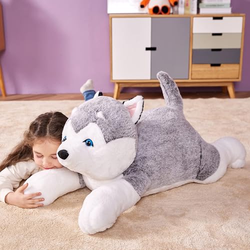 Image of IKASA Large Husky Soft Toy Giant Cuddly Toy, 78 cm Dog Large Plush Toy, Huge Fluffy Soft Jumbo Plush Toy, Gift for Children