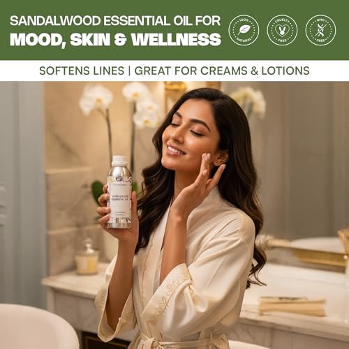 Image of VedaOils Sandalwood Oil 100ml | 100% Pure & Natural Sandalwood Essential Oil for Home Fragrance | Ideal for Diffusers, Candles & Air Fresheners | Calming Aroma for Relaxation & Aromatherapy
