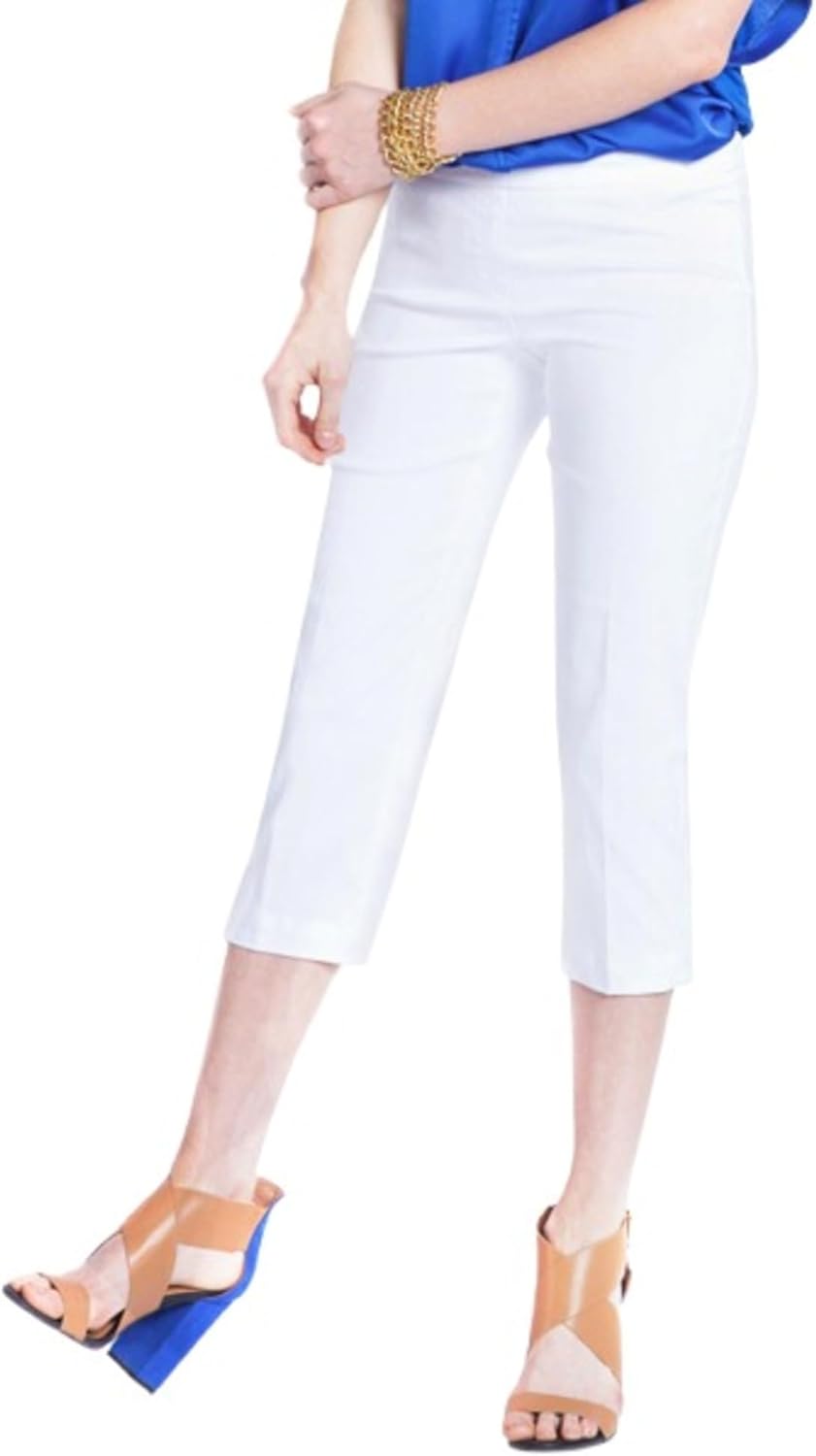 Slim-Sation Womens Wide Band Pull on Straight Leg Capri with Tummy Control