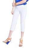 Womens Wide Band Pull on Straight Leg Capri with Tummy Control