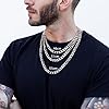 LOLIAS Men Sturdy Cuban Chain Necklace Bracelet Set 5/9mm Width, 18" 20" 22" Length, Silver Tone 316L Stainless Steel Mens Chain Necklace Bracelet For Boy Hip Hop Jewelry Men's Jewellery #1