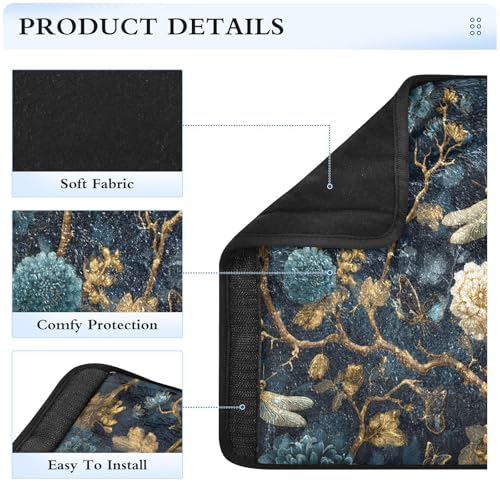 Image of 2 Pack Seatbelt Covers Seat Belt Cover Pad for Adults Boys Girls Car Seat Strap Covers Pads Cushion Universal Shoulder Strap Pad Protector for Backpack Camera Bag 10x7.7Inch Mystical Flowers and Drago