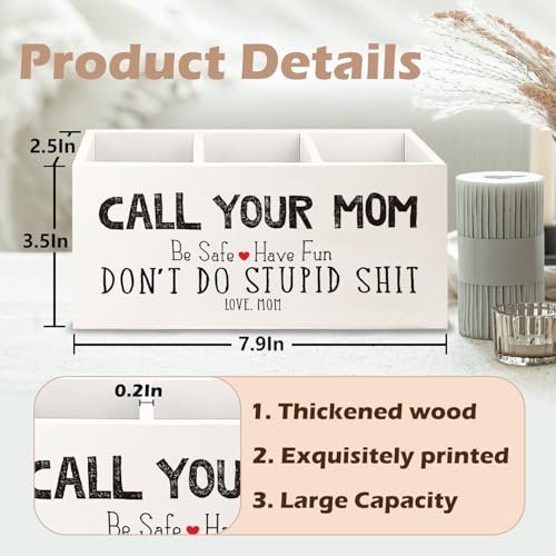 Image of Funny Call Your Mom Wooden Pen Pencil Holder for Office Desk Accessories, Gifts for Freshman Son Daughter College Students Makeup Brush Toothbrush Holder Organizer for Bathroom