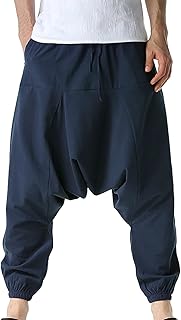 Pantalones de yoga holgados de cintura media para hombre con bolsillos, pantalones de senderismo ajustados