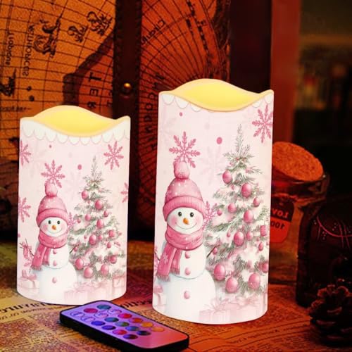 Image of Christmas Electric Flameless Candles Set of 4 | Xmas Flameless Candle Set with Timer, Battery Operated Fake Candles for Living Room Table Centerpieces
