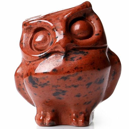 Estatua búho de piedra natural tallada a mano 4 cm miniatura 1