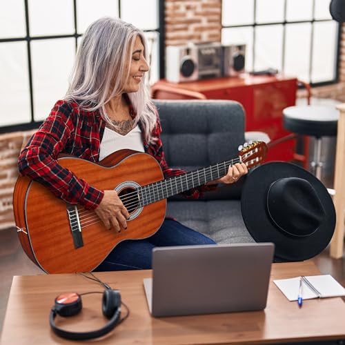 Image of WINZZ 4 /4 Classical Guitar, 39 Inch Full Size Nylon String Guitar for Beginner Adults, Full Classic Guitar Kit with Free Lessons, Gig Bag, Footstool, Capo, Tuner, Hanger and Strap (Glossy Brown)