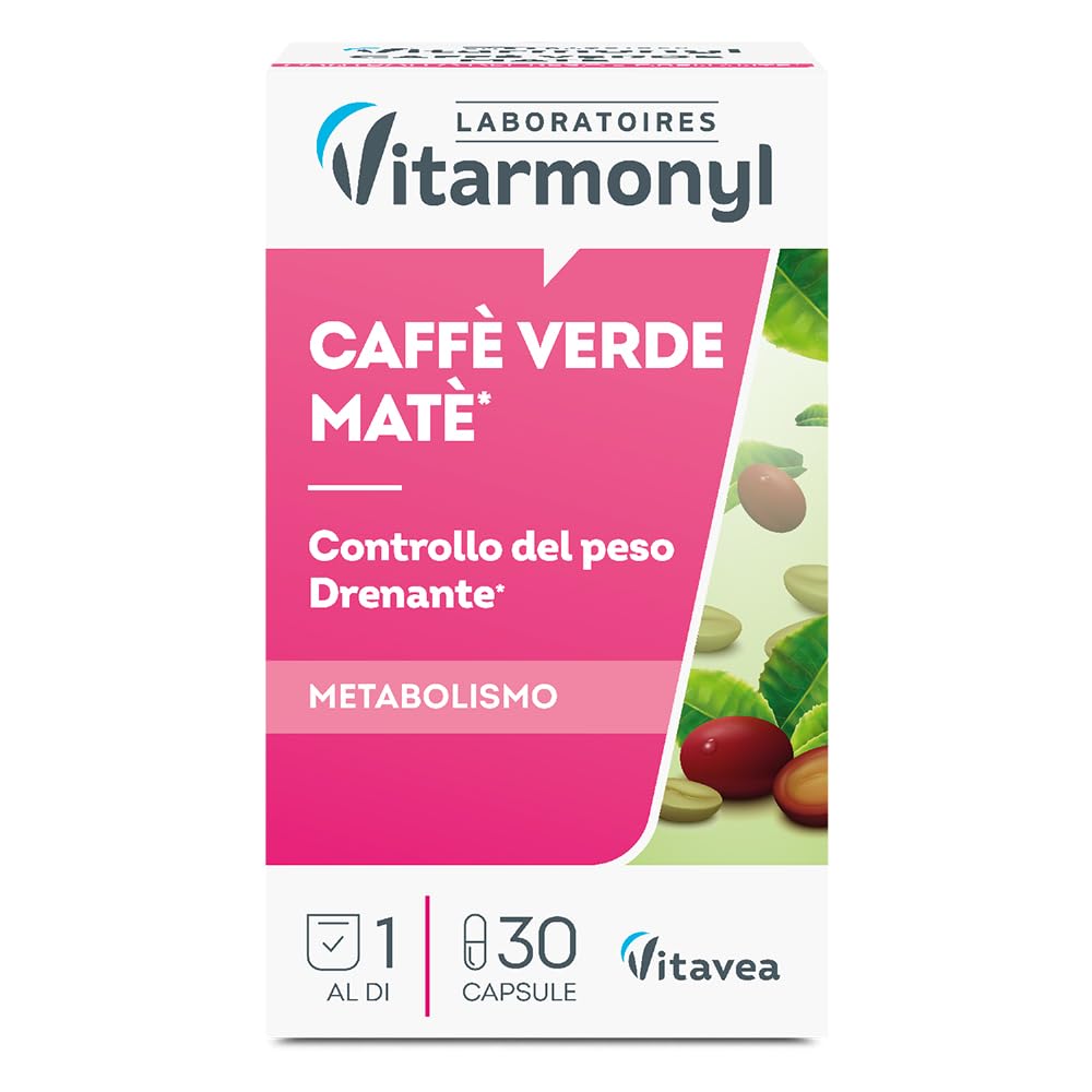 Vitarmonyl Caffè Verde e Mate - Integratore Stimolante ad Azione Drenante - Energia Naturale con Caffeina - Favorisce la Depurazione e Dona Supporto Digestivo - Senza Glutine - 30 Capsule