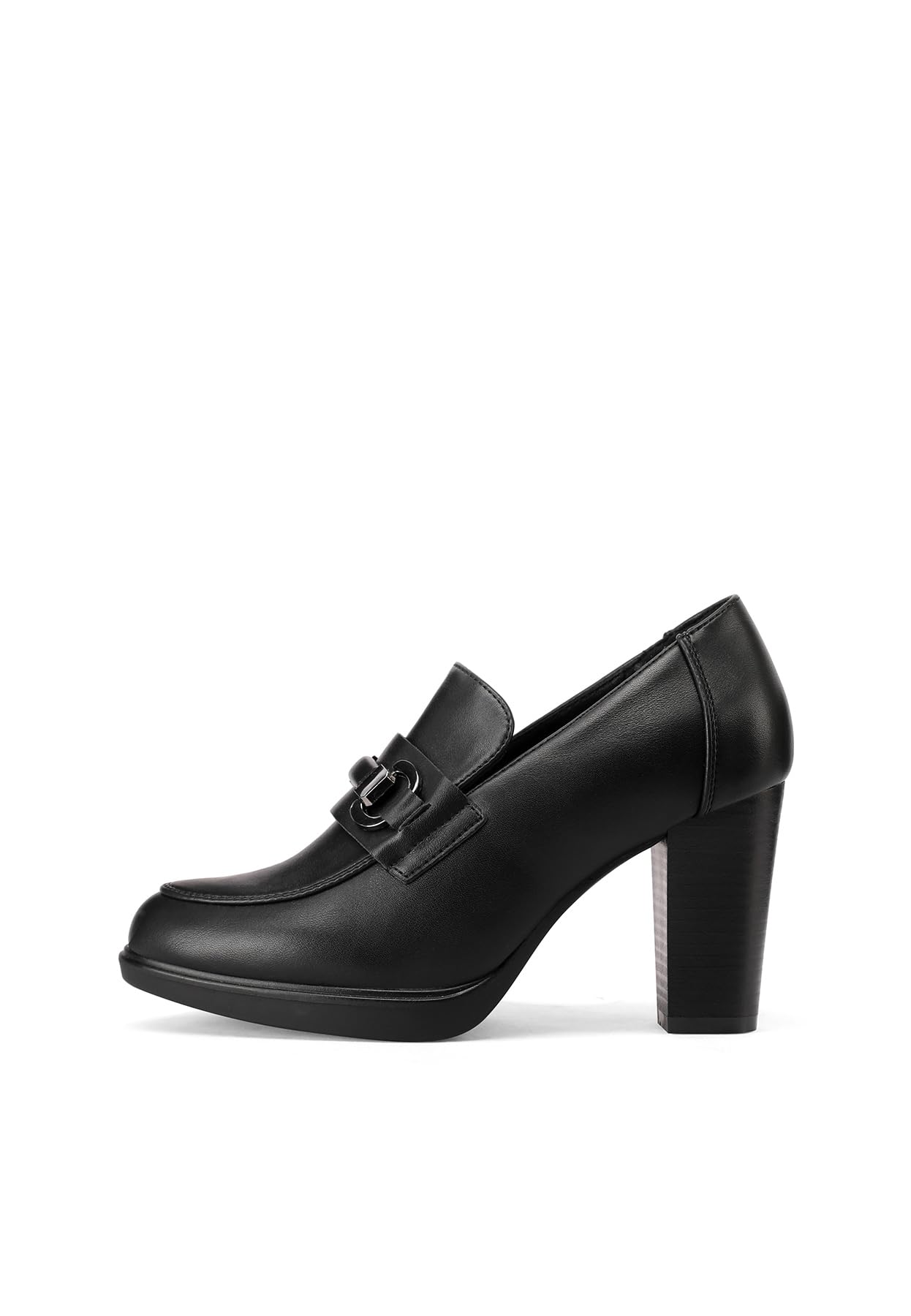 QUEEN HELENA Damskie eleganckie casualowe mokasyny na obcasie z klamrą X31-115
