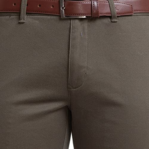 Image of Parx Men's Cotton Blend Solid Pattern Low Rise Tapered Fit Flat Front Casual Trouser