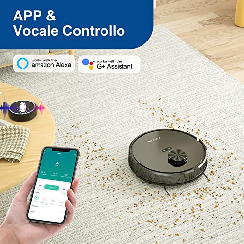 aonus i8 Robot Aspirapolvere Lavapavimenti con Mappatura, Aspirapolvere Robot 3700Pa con Stazione di Svuotamento, Navigazione Laser LDS, Pulizia Tipo Y, Induzione Tappeto, Controllo Wifi/App/Alexa