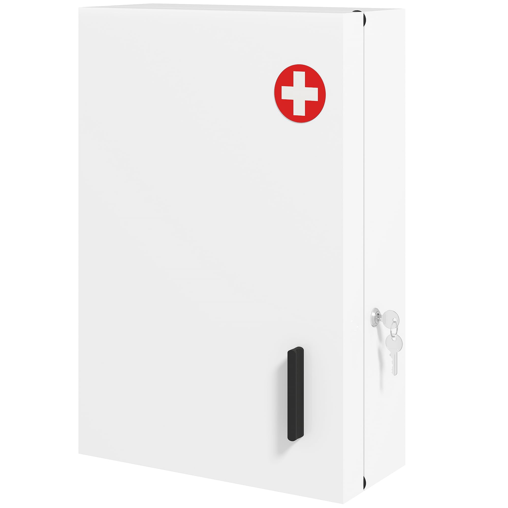 HOMCOM Armoire à pharmacie avec 6 étagères en acier verrouillable 40 x 18 x 60 cm Blanc