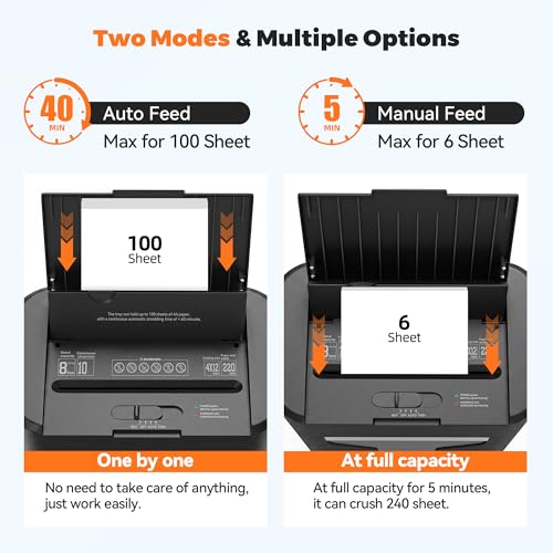 Image of 100-Sheet Auto Feed Paper Shredder, 40 Min Non-Stop, Shredders for Home Office Heavy Duty, P-4 Ultra Security Shredder for Home Office, Cross-Cut with Wheels, 4.5 Gal Bin, <63 dB (OL100)