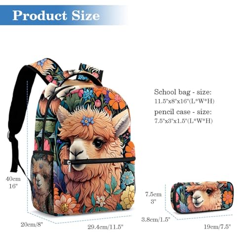 Sac à dos avec trousse lapin multicolore pour étudiants 40cm