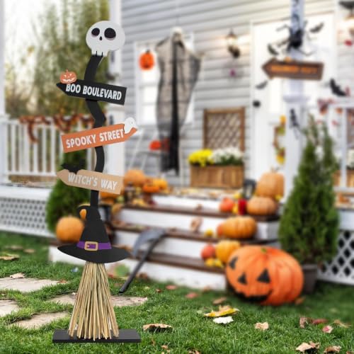 Balai de sorcière Halloween : accessoires décoratifs en bois de qualité