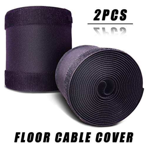 2 Pcs Black Floor Cord Cover for Office Carpet Wire Cover Under Desk