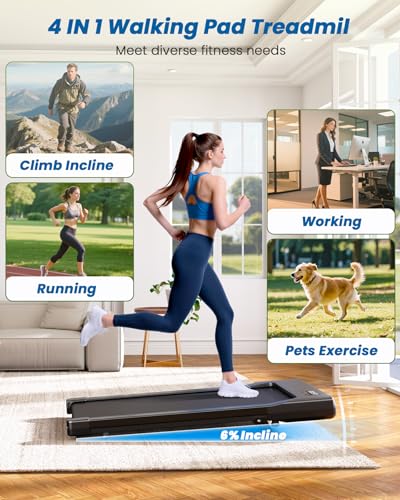 DeerRun Under Desk Walking Pad with 6% Manual Incline — view 2