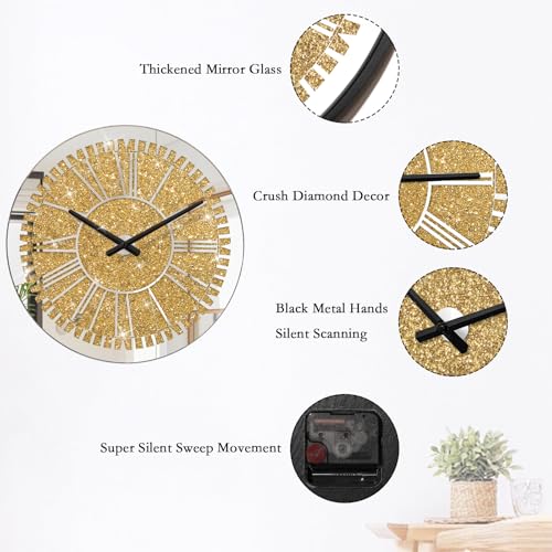 Reloj de Pared Redondo Dorado 16 pulgadas miniatura 4