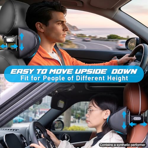 Image of Spurtar Car Neck Pillow Height Adjustable Memory Foam Travel Pillow Headrest for Adults Neck Comfort Pain Relief While Driving Travel - Only Fit for Poles Distance 1.1 inch - 3.9 inch - Not for Children