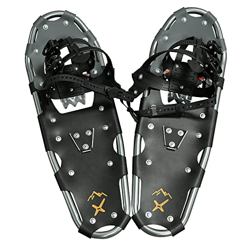 Xtrempro Snowshoes Snow Terrain Lightweight Ergonomic Design Lightweight Aluminum Alloy With 13 Point Crampons 80/120/160/210/300 Lbs. Capacity- 17”/21"/25"/30”/36"(Silver, 21.00) #TOP3