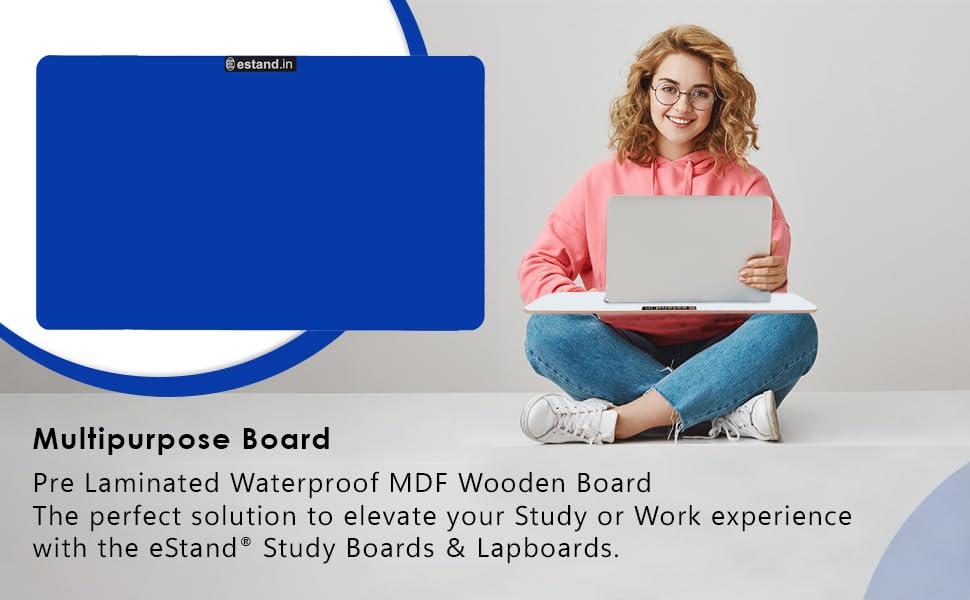 Image of Lap Board for Study | Home | Dining | Office | Laptop | Computer Desk | Reading & Writing | Multi-Purpose | Made in India | (Blue, Lap Board 14 inchX23 inch Blue)