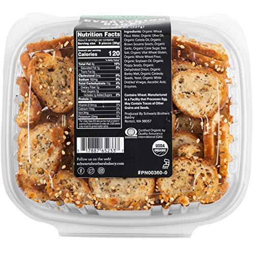 Schwartz Brothers Bakery, Bagel Chips, Everything, Organic, Kosher, Artisanal, Vegan. Freshly baked 8oz container. (Pack of 3) - Thumbnail 4