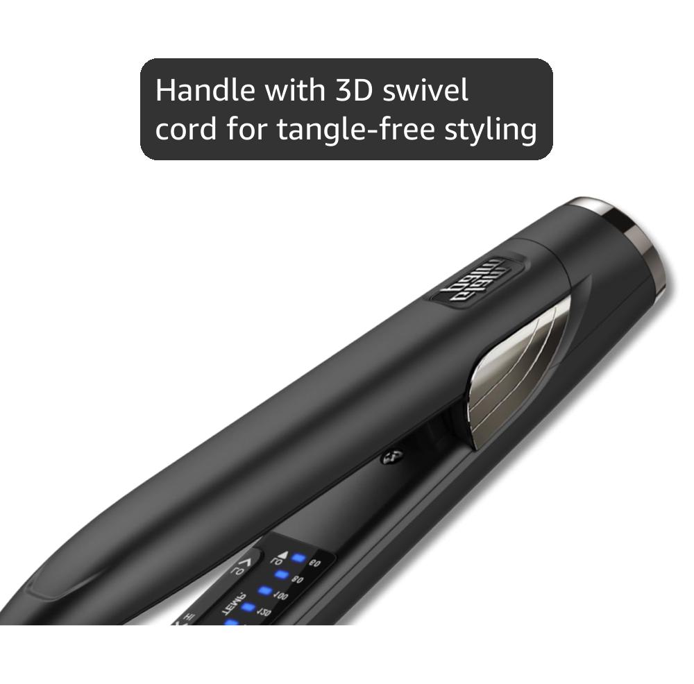 GLAMPALM Stiletto Hair Straightener 0.3" Pencil Ceramic flat iron Infused with Vita C, Korea's No.1 Professional Salon Tool for Short Hair, Dual Voltage, 7 Heat Setting(150°–450°), 10s Heat-Up (GP141)
