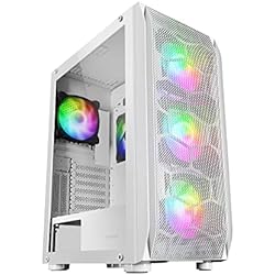 Ventilador Torre Ultra Silencioso MARSGAMING MC-KX, Torre Gaming Premium E-ATX, Sistema CPU Freezer, 5 Ventiladores ARGB Ultra-silenciosos, Controladora ARGB y Mando RF, Frontal Mesh, Color Blanco