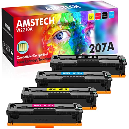 4-Pack Compatible 207A 207X Cartouche de Toner Remplacement pour HP Color Laserjet Pro MFP M283fdw M282nw M255dw M283fdn M255nw W2210A W2211A W2212A W2213A - Noir Cyan Jaune Magenta avec Puce Cover