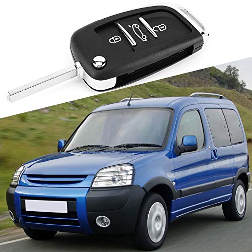 KIMISS 3 Button Car Remote Flip Key Fob Case Blade Cover Shell for Partner 306 407, Black, normal - Image 2
