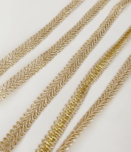 Autupy 10 Yards Gold Braid Lace Trim 0.4 Inch Gimp Braid Trim for Wedding Bridal Costume Sewing DIY Crafts Clothing