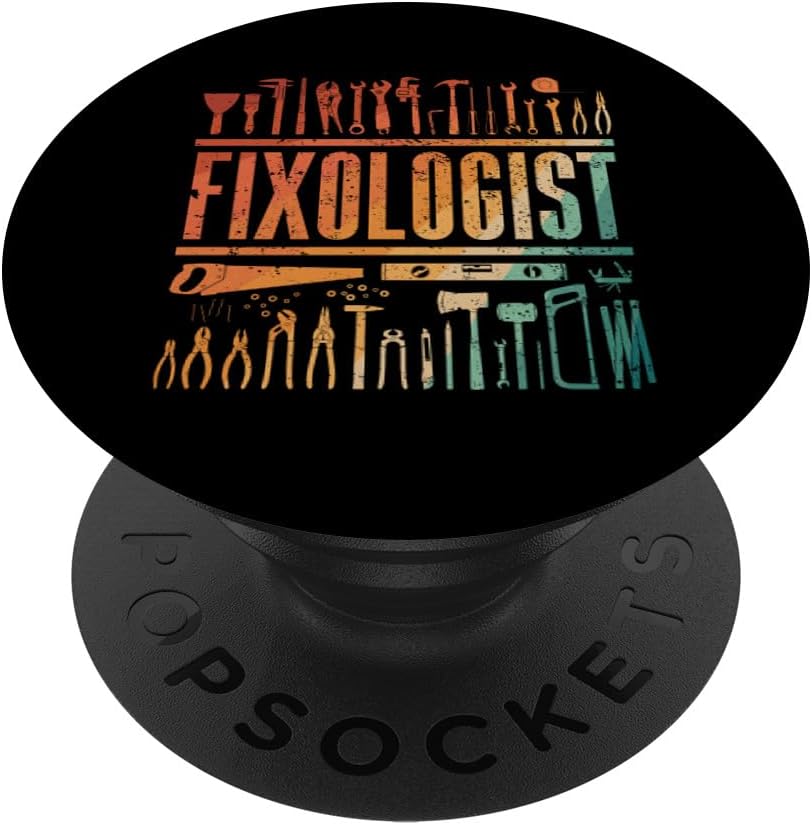 Funny Handyman Art For Men Dad Fixologist Tool DIY Handyman PopSockets Standard PopGrip
