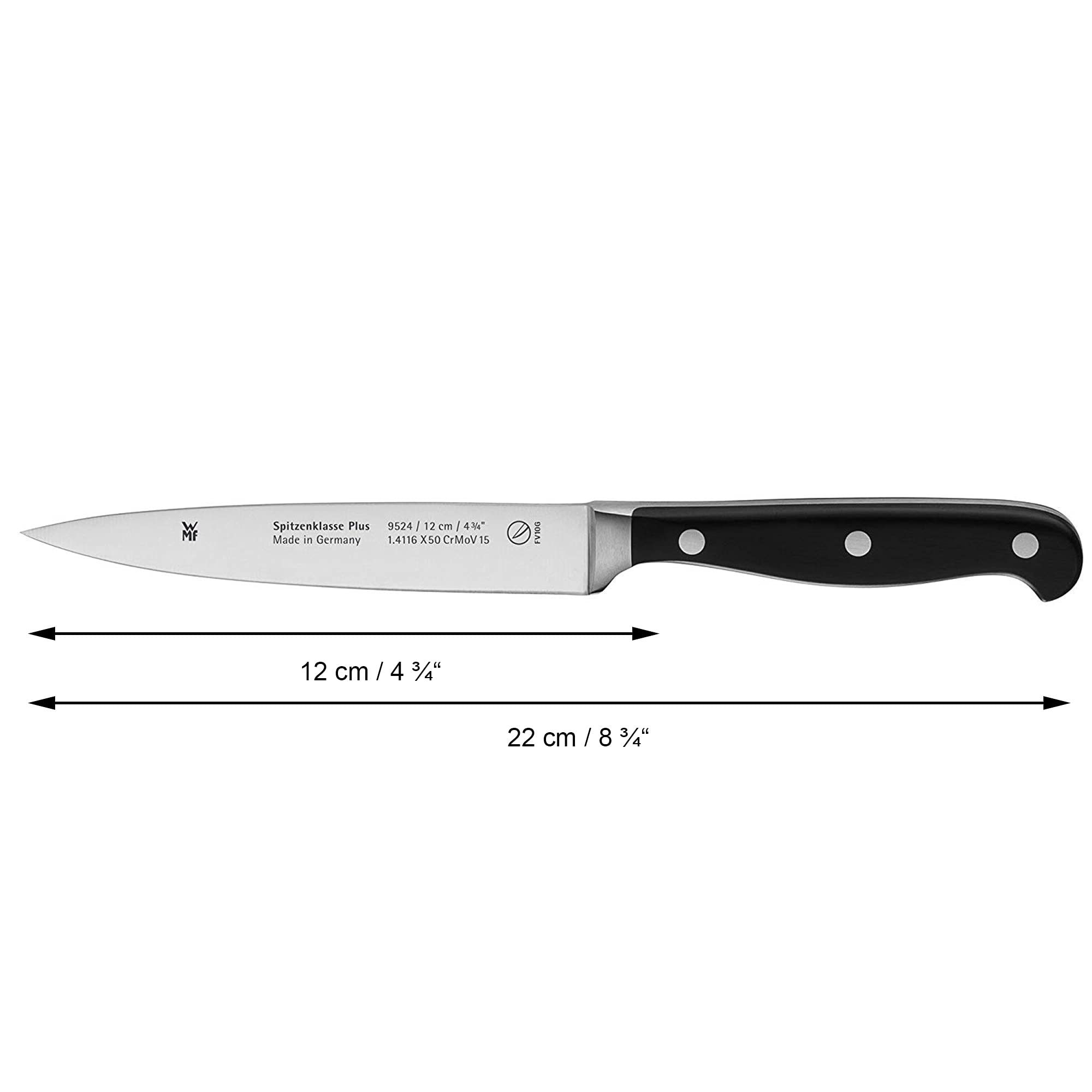 WMF Spitzenklasse Plus Spickmesser 22 cm, Made in Germany, Messer geschmiedet, Performance Cut, Spezialklingenstahl, Klinge 12 cm