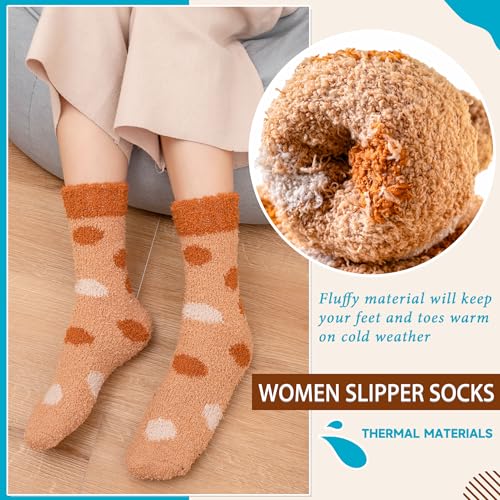 Image of Eocom Fuzzy Socks for Womens Warm Fluffy Winter Cozy Thick Plush Slipper Sleep Comfy Crew Christmas Socks 5 Pairs