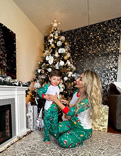 Ekouaer Christmas Pajamas for Family 2024 Matching Sets Xmas Long Sleeve Pj 2 Piece Set Green Sleepwear Men with Pocket Medium4