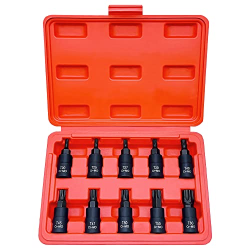 Torx Bit Socket Set, Premium Cr-Mo Steel | 10-Piece Star T...