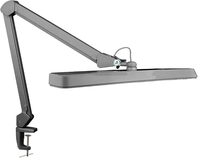 Neatfi (New Model) XL 2,500 Lumens LED Task Lamp with Clamp, UK Plug, Eye-Caring LED Lamp,30W Super Bright Desk Lamp,162 Pcs SMD LED, 56CM Wide Lamp, Table Clamp LED Light (Silver)