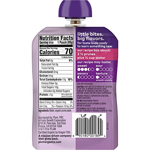 Plum Organics | Stage 1 | Organic Baby Food Meals [4+ Months] | Just Prune | 3.5 Ounce Pouch (Pack Of 6) #TOP3