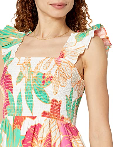 Image of The Drop Womens Kimi Ruffled Shoulder Smocked Midi Dress