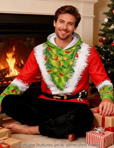 Funny World Men's Holiday Sweatshirt Graphic Halloween Hoodies Christmas Pullover - Image 3
