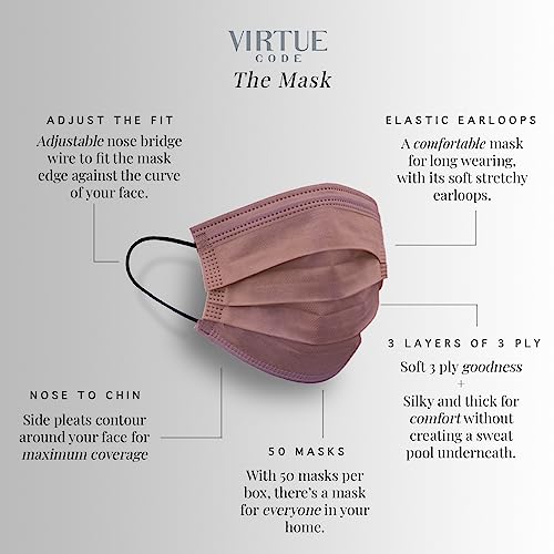 virtue code balance face masks - soft 3 ply comfort disposable face masks