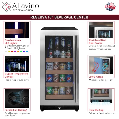 Image of Allavino 15 inch Wide Reserva Series Stainless Steel Left Hinge Beverage Center