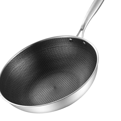Wok de acero inoxidable ZJchao 32 cm sin tapa ni asas miniatura 2