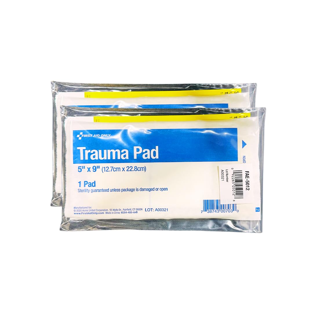 First Aid Refill, 5"x9", Extra Absorbent & Thick, Trauma Pads, Individually Wrapped Wound Dressing, 1 Sterile Pad