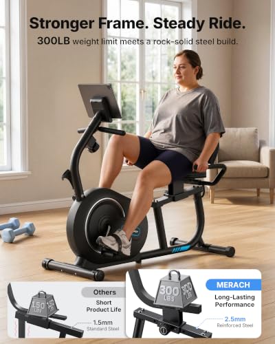 Image of MERACH Recumbent Exercise Bikes for Home with Smart Bluetooth Equipment Exercise Bikes App,LCD,Heart Rate Handle Stationary Bikes for Home, Magnetic Recumbent Exercise Bike for Seniors Gym S08 /S23