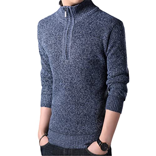 Pull col montant homme bleu XXL fini le froid avec la doublure polaire