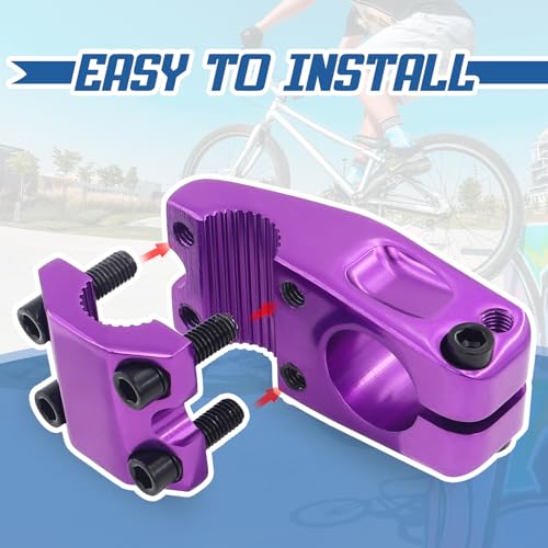 Image of Bike Stem for BMX Bike Aluminum Alloy Fixed Gear Bicycle Stem Bright Purple