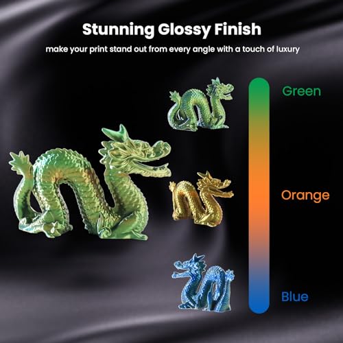 Image of Tri Color Silk PLA Filament 1.75mm Orange Blue Green 1KG, Shiny High Gloss Finish, Seamless Color Transition, Neatly Wound, Accuracy + /-0.02mm Vacuum Packaging