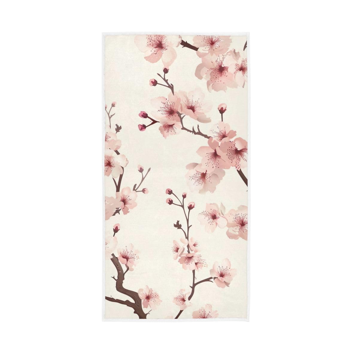 LSRCPD Cherry Blossoms Light Cream Hand Towel, Hand Towels Decorative 15 x 30 Inches, Decorative Towels
